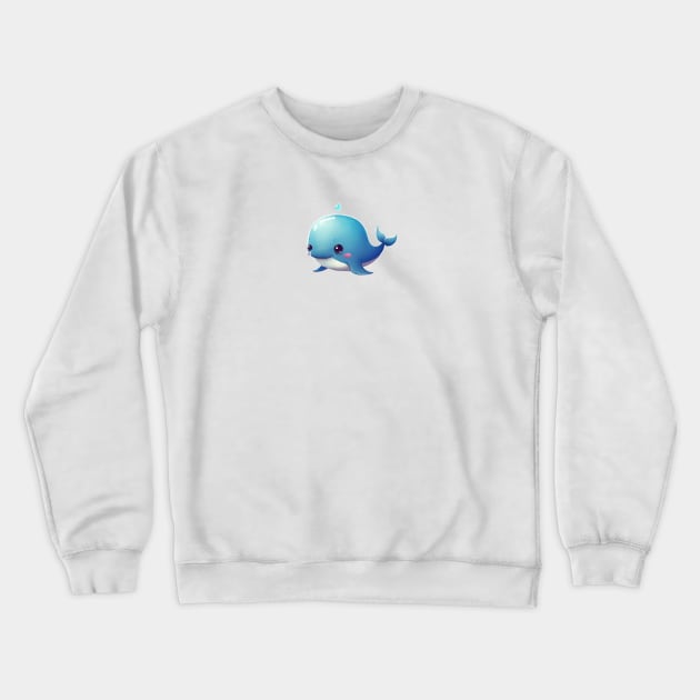 Cute Whale - Blue Crewneck Sweatshirt by Bondoboxy